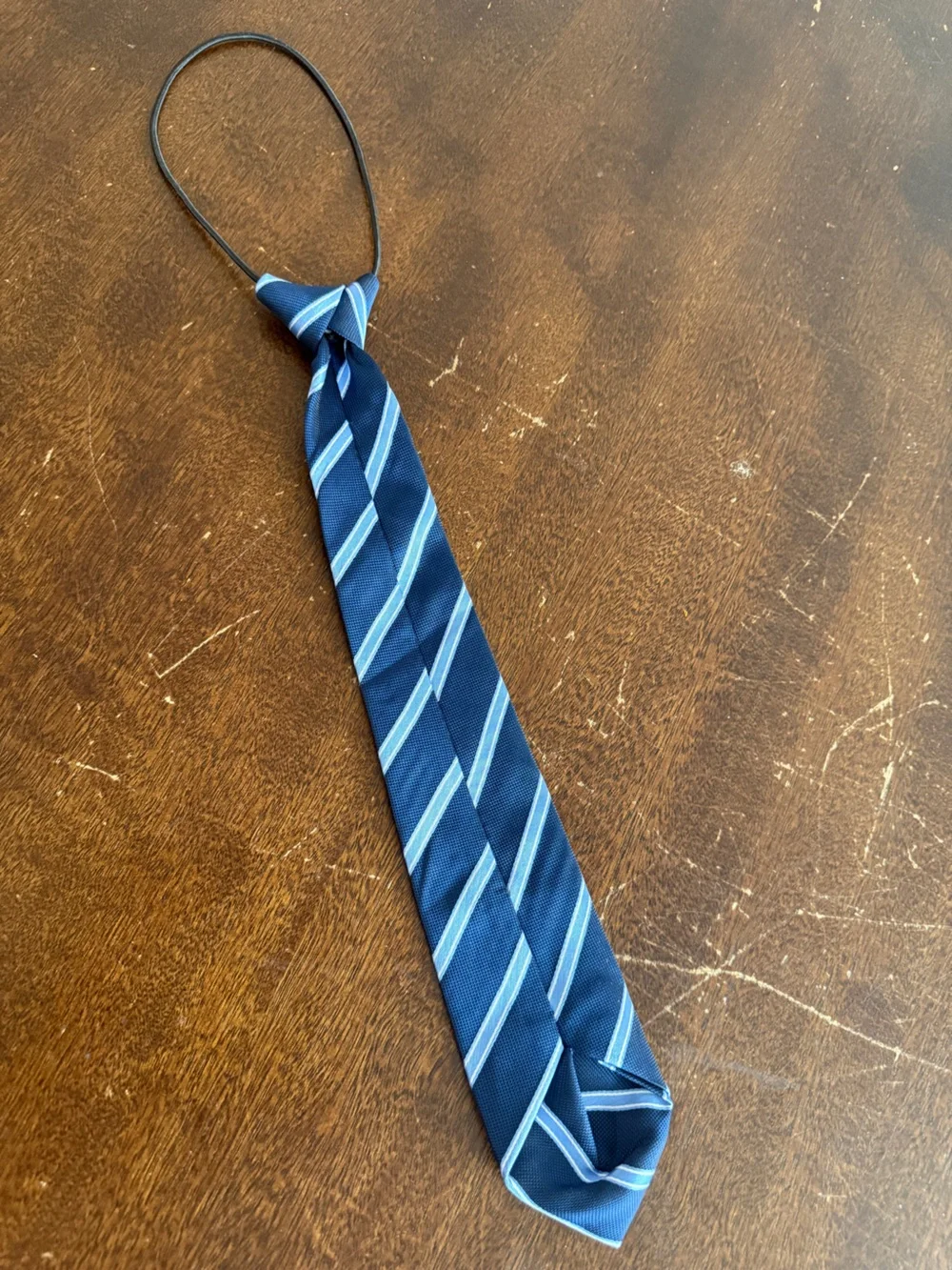 Set of 2 Boys Striped Black and White Tie + Dark/Light Blue Stripes Ties 4-6yo